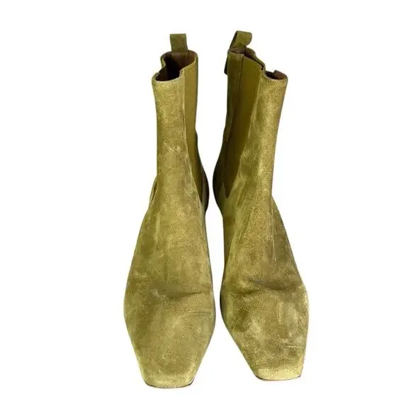 Reformation Roberta Ankle Boots Olive Suede Pointed Snip-Toe Kitten Heel 9.5 - Picture 5 of 9